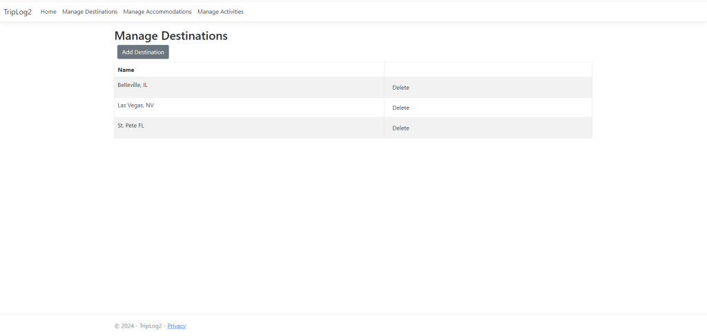 Trip Log App made by Erin Vinas Layne