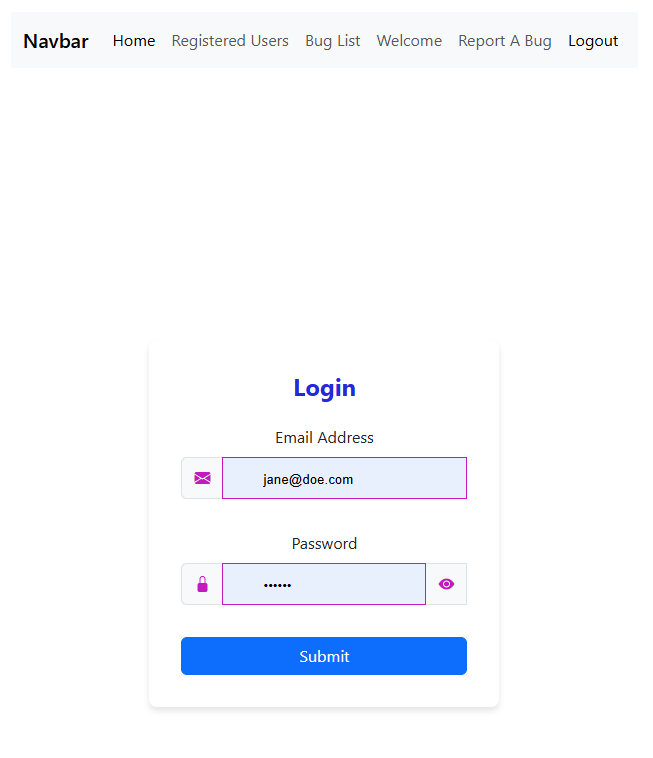 Bug Tracker Website made by Erin Vinas Layne