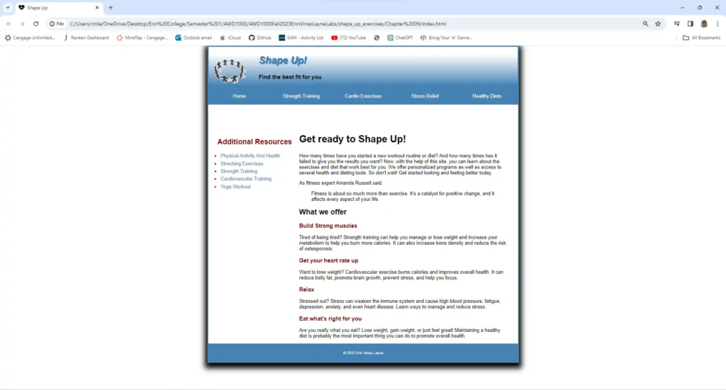 Shape Up! made with HTML, CSS, and JavaScript