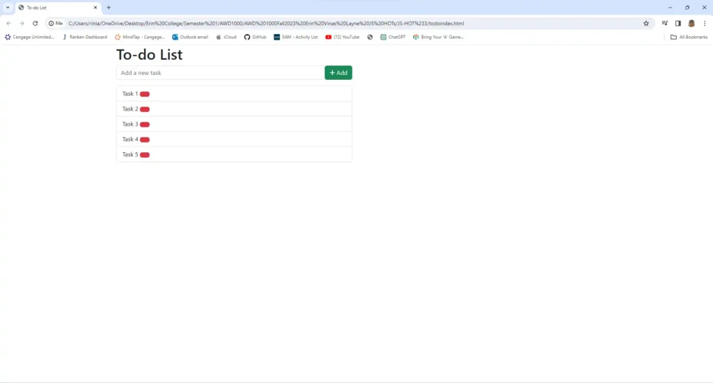 To-Do List made with HTML, CSS, and JavaScript